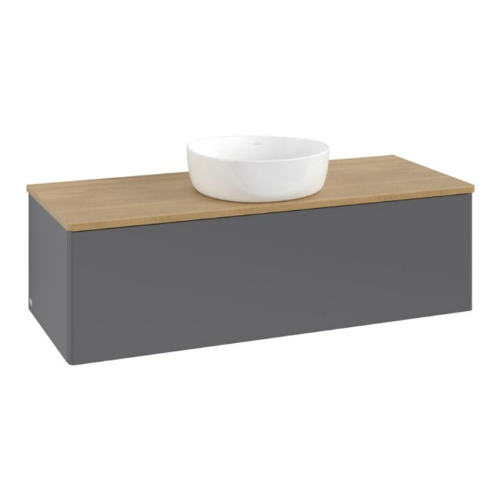 V&B Meuble sous lavabo sans structure de façade, éclairage Antao 120x36x50cm, WBP hon. Oa, anthracite mat Lac