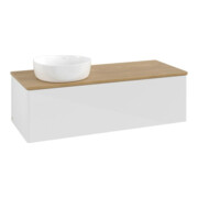 V&B Meuble sous lavabo sans structure de façade, éclairage Antao 120x36x50cm, WBP hon. Oa, blanc brillant Lac