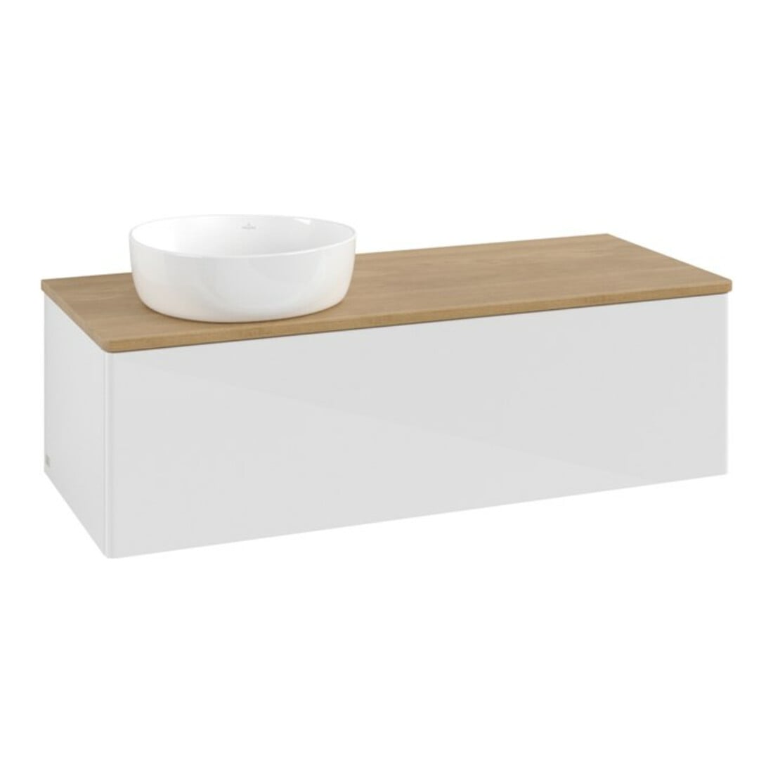 V&B Meuble sous lavabo sans structure de façade, éclairage Antao 120x36x50cm, WBP hon. Oa, blanc brillant Lac