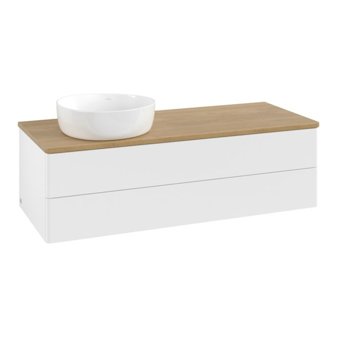 V&B Meuble sous-lavabo sans structure de façade, éclairage Antao 120x36x50cm, WBP hon. Oa, blanc mat Lac