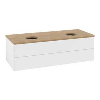 V&B Meuble sous lavabo sans structure de façade, éclairage Antao 120x36x50cm, WBP hon. Oa, blanc mat Lac