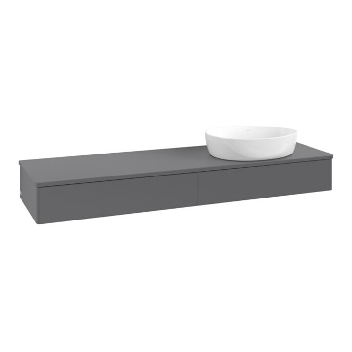 V&B Meuble sous lavabo sans structure de façade - Éclairage Antao 160x50 cm, couleur WBP Lac, anthracite avec Lac