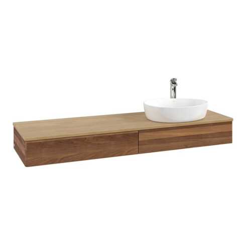 V&B Meuble sous lavabo sans structure de façade - Éclairage Antao 160x50 cm, HL, couleur WBP miel Oa, blanc wal
