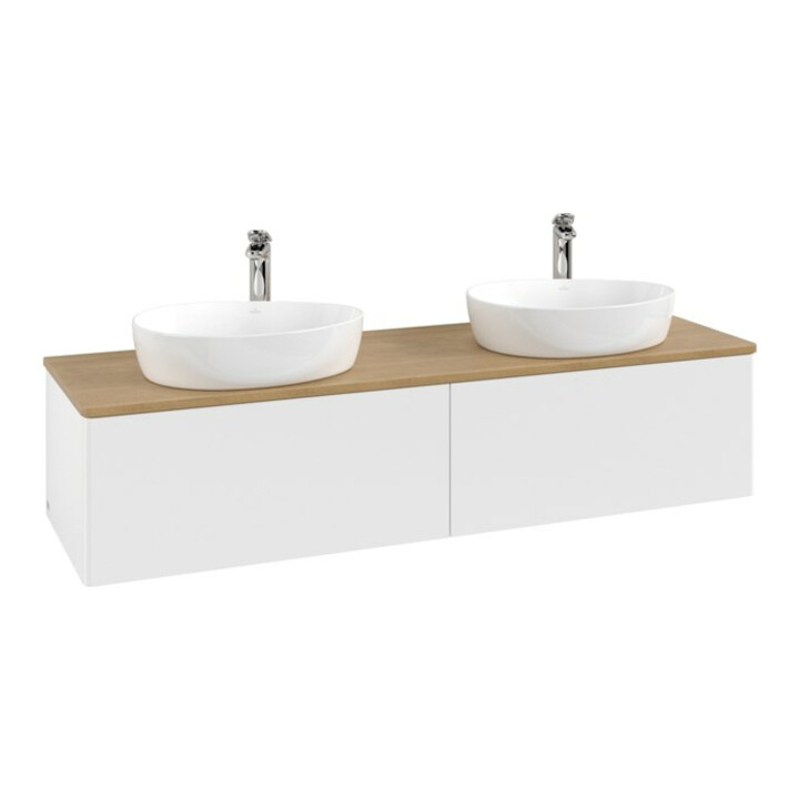 V&B Meuble sous lavabo sans structure de façade, éclairage Antao 160x50 cm, HL, WBP hon. Oa, blanc mat avec laque