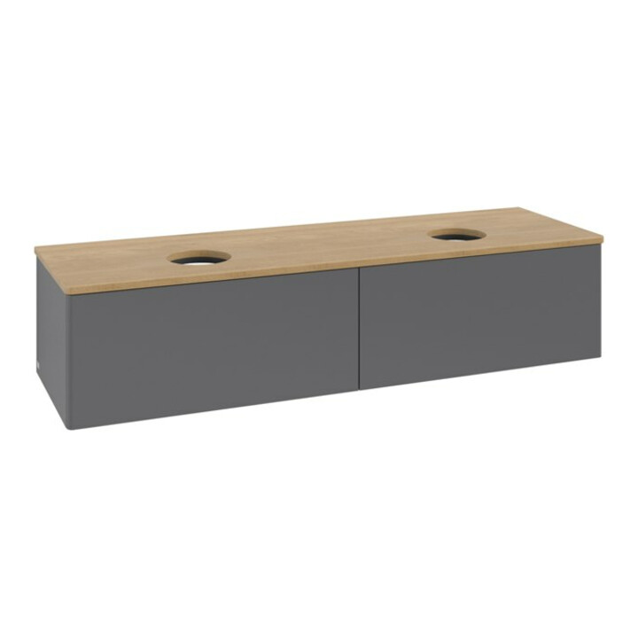 V&B Meuble sous lavabo sans structure de façade, éclairage Antao 160x50 cm, WBP chêne hon. Oa, anthracite mat laqué