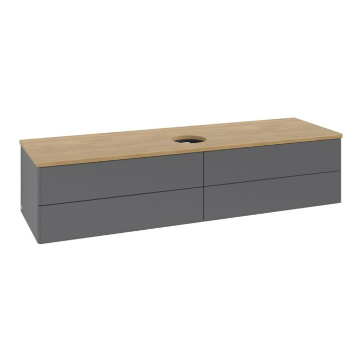 V&B Meuble sous lavabo sans structure de façade - Éclairage Antao 160x50 cm, WBP hon. Oa, Anthracite m Lac