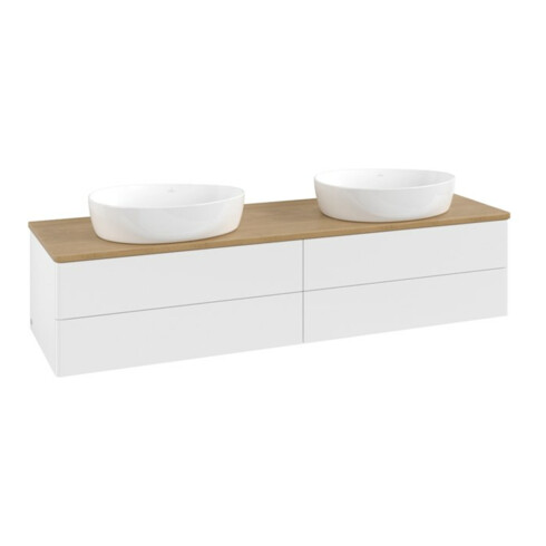 V&B Meuble sous lavabo sans structure de façade, éclairage Antao 160x50cm, couleur WBP hon. Oa, blanc m Lac