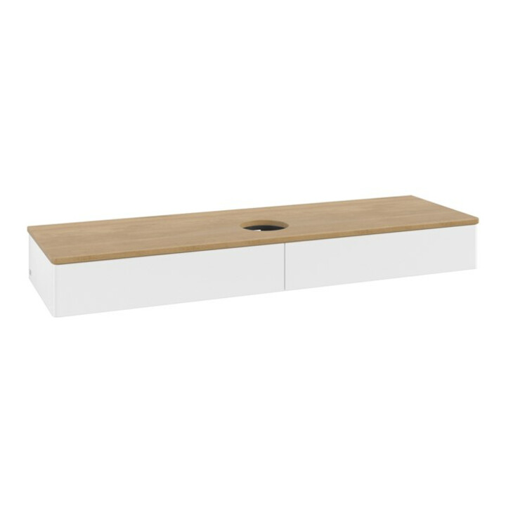 V&B Meuble sous-lavabo sans structure de façade, éclairage Antao 160x50cm, couleur WBP hon. Oa, blanc mat Lac