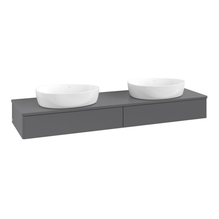 V&B Meuble sous-lavabo sans structure de façade - Éclairage Antao 160x50cm, couleur WBP Lac, Anthracite m Lac