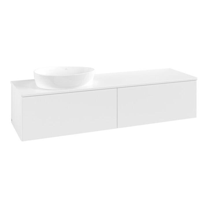 V&B Meuble sous lavabo sans structure de façade - Éclairage Antao 160x50cm, couleur WBP Lac, blanc laqué