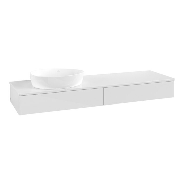 V&B Meuble sous-lavabo sans structure de façade - Éclairage Antao 160x50cm, couleur WBP Lac, laqué glo blanc