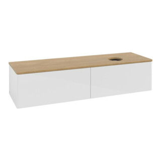 V&B Meuble sous lavabo sans structure de façade - Éclairage Antao 160x50cm, couleur WBP miel Oa, blanc brillant Lac