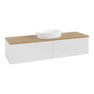 V&B Meuble sous lavabo sans structure de façade - Éclairage Antao 160x50cm, couleur WBP miel Oa, blanc brillant Lac