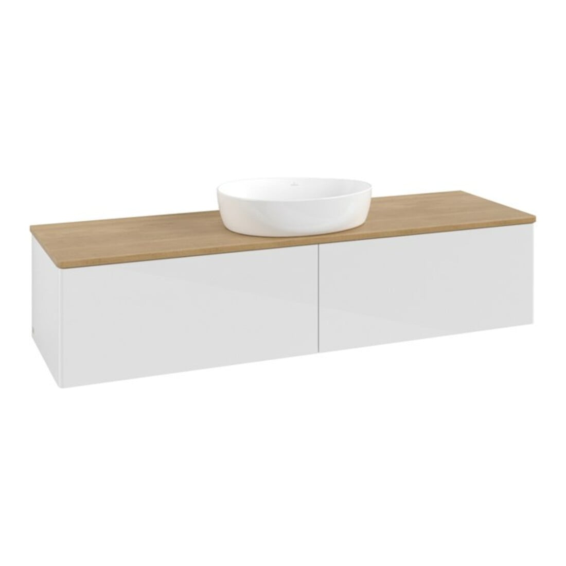 V&B Meuble sous lavabo sans structure de façade - Éclairage Antao 160x50cm, couleur WBP miel Oa, blanc brillant Lac