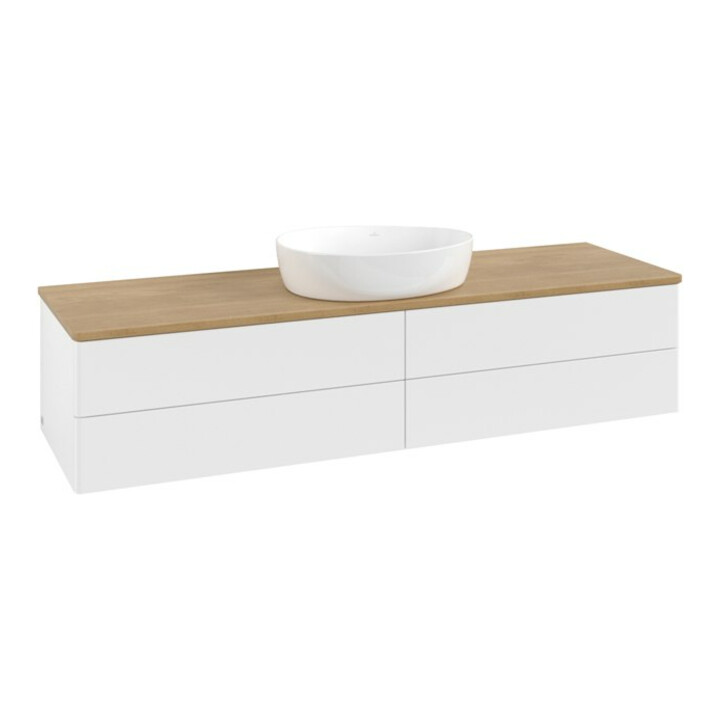 V&B Meuble sous lavabo sans structure de façade - Éclairage Antao 160x50cm, couleur WBP miel Oa, blanc m Lac