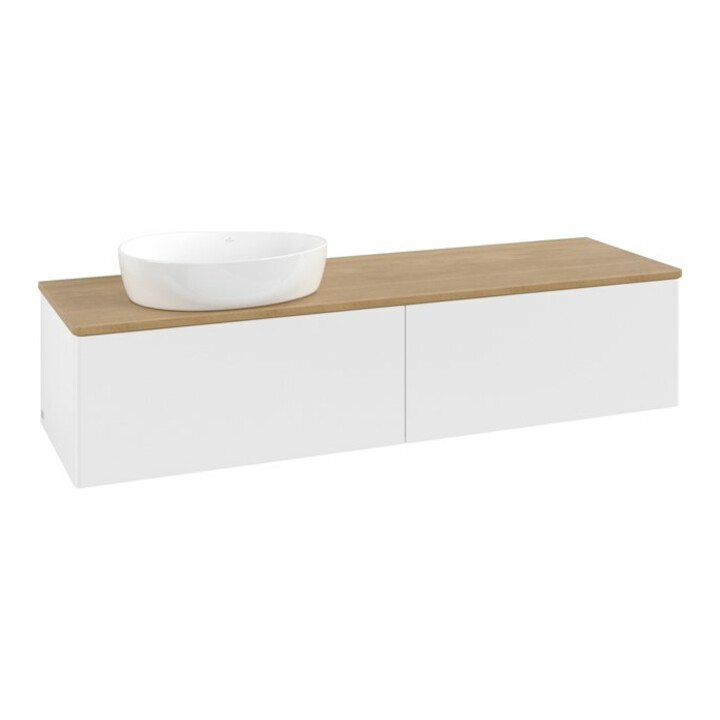 V&B Meuble sous lavabo sans structure de façade - Éclairage Antao 160x50cm, couleur WBP miel Oa, blanc m Lac