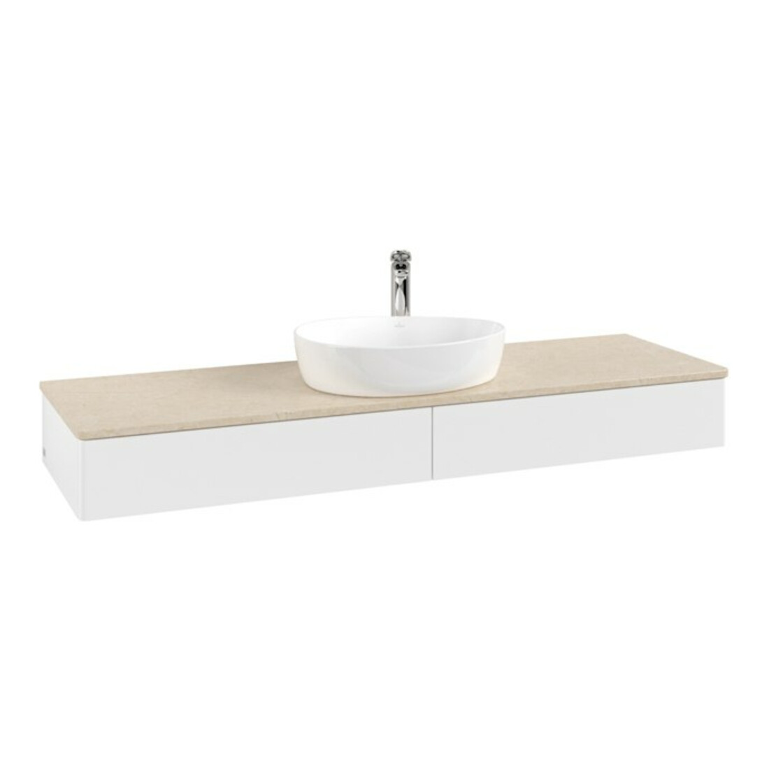 V&B Meuble sous lavabo sans structure de façade - Éclairage Antao 160x50cm, H I P, WBP botti., blanc mat avec Lac