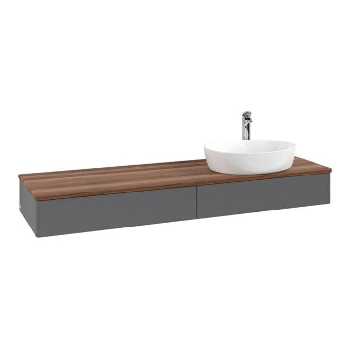 V&B Meuble sous-lavabo sans structure de façade - Éclairage Antao 160x50cm, H I P, WBP, chêne blanchi, anthracite avec laque