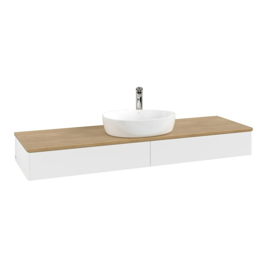 V&B Meuble sous-lavabo sans structure de façade - Éclairage Antao 160x50cm, H I P, WBP chêne hon. Oa, blanc avec Lac
