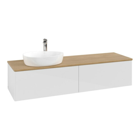 V&B Meuble sous lavabo sans structure de façade - Éclairage Antao 160x50cm, H I P, WBP chêne hon. Oa, blanc brillant Lac