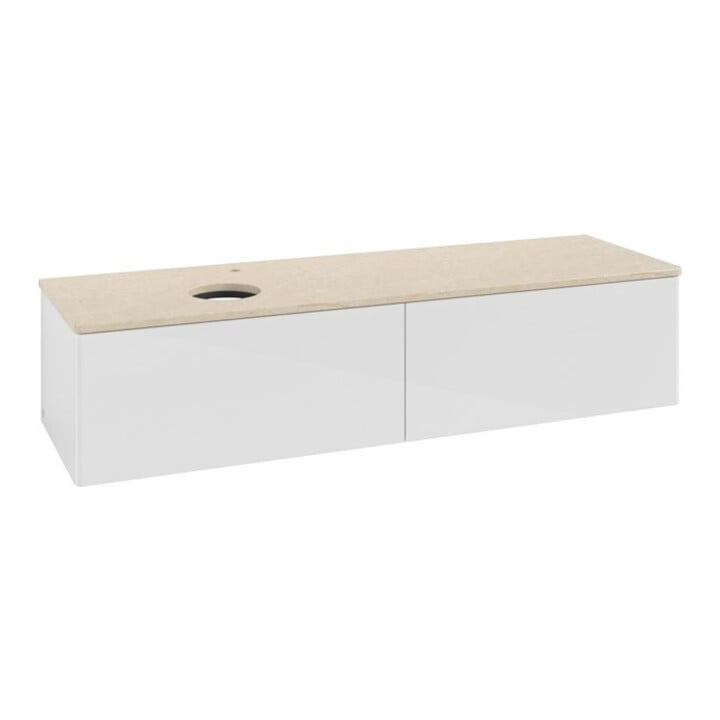 V&B Meuble sous lavabo sans structure de façade - Éclairage Antao 160x50cm, H-I, WBP botti., blanc brillant Lac