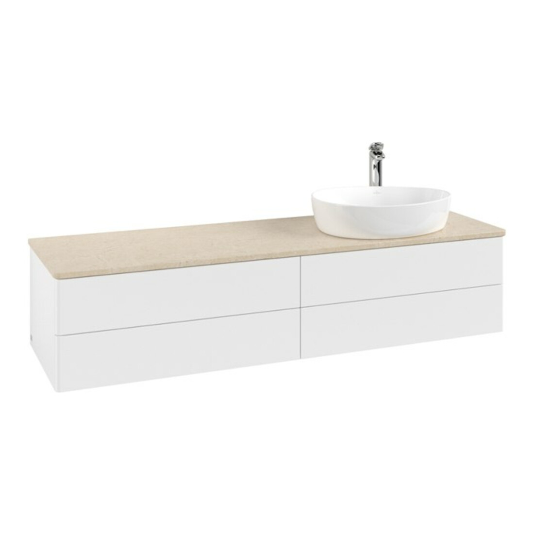 V&B Meuble sous lavabo sans structure de façade - Éclairage Antao 160x50cm, H, P, blanc avec Lac