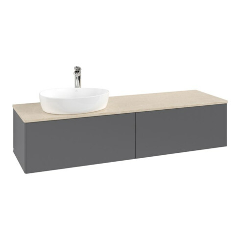 V&B Meuble sous lavabo sans structure de façade - Éclairage Antao 160x50cm, H, P, WBP botti., Anthracite avec laque