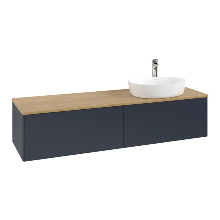 V&B Meuble sous lavabo sans structure de façade - Éclairage Antao 160x50cm, H, P, WBP hon. Oa, avec bleu m Lac