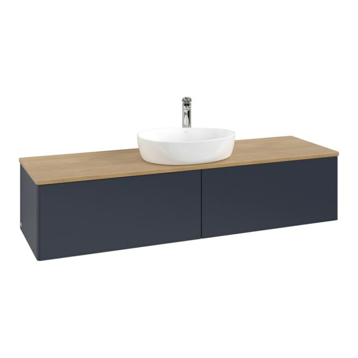 V&B Meuble sous lavabo sans structure de façade - Éclairage Antao 160x50cm, HI, WBP chêne, blanc mat avec laque