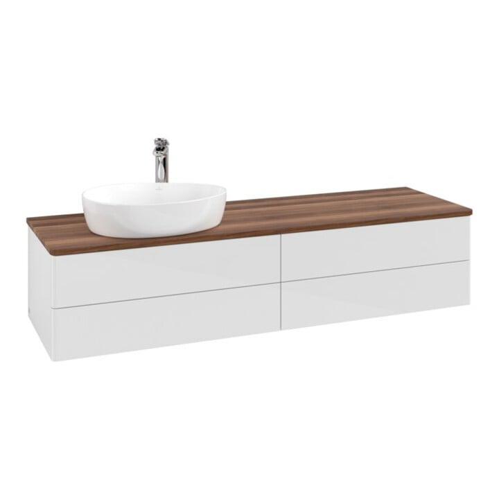 V&B Meuble sous lavabo sans structure de façade - Éclairage Antao 160x50cm, HL, WBP blanc brillant wal