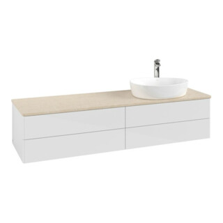 V&B Meuble sous lavabo sans structure de façade - Éclairage Antao 160x50cm, HL, WBP botti., blanc brillant Lac