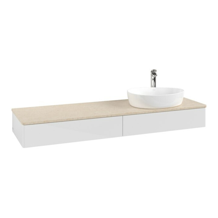 V&B Meuble sous lavabo sans structure de façade - Éclairage Antao 160x50cm, HL, WBP botti., blanc brillant Lac