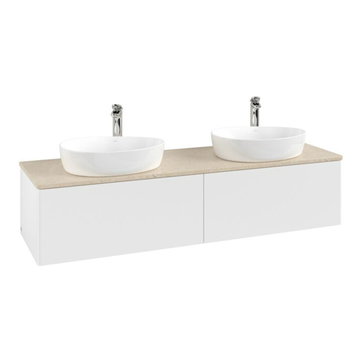 V&B Meuble sous lavabo sans structure de façade, éclairage Antao 160x50cm, HL, WBP botti., blanc mat Lac