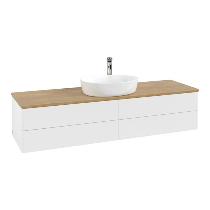 V&B Meuble sous lavabo sans structure de façade - Éclairage Antao 160x50cm, HL, WBP hon. Oa, blanc avec Lac