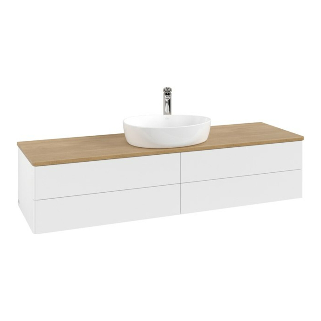 V&B Meuble sous lavabo sans structure de façade - Éclairage Antao 160x50cm, HL, WBP hon. Oa, blanc avec Lac