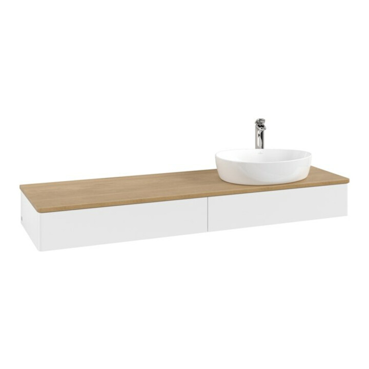 V&B Meuble sous lavabo sans structure de façade - Éclairage Antao 160x50cm, HL, WBP hon. Oa, blanc avec laque