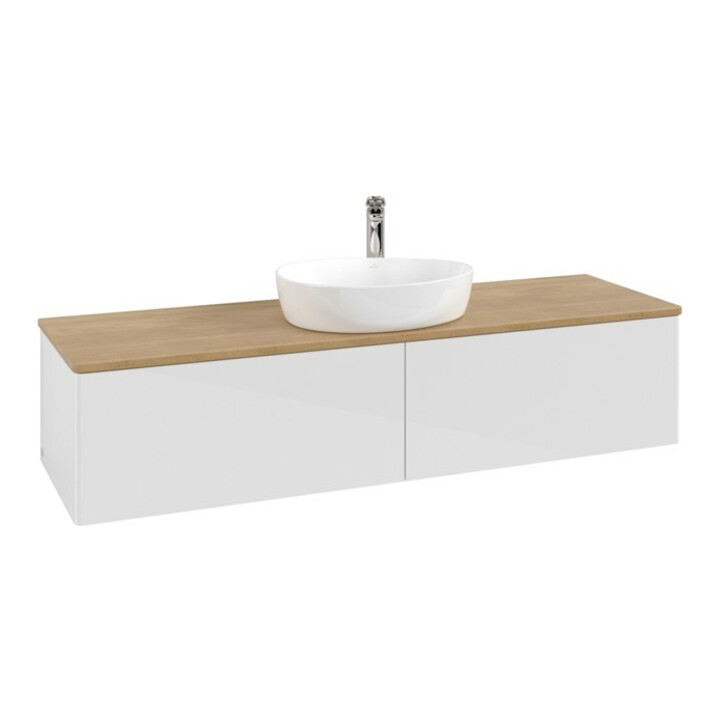 V&B Meuble sous lavabo sans structure de façade - Éclairage Antao 160x50cm, HL, WBP hon. Oa, blanc brillant Lac