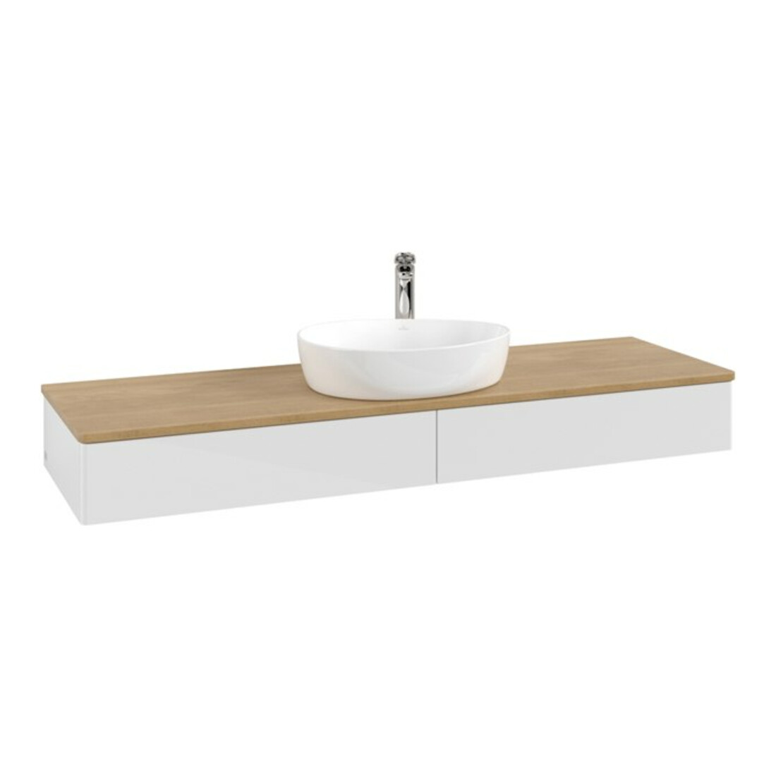 V&B Meuble sous lavabo sans structure de façade - Éclairage Antao 160x50cm, HL, WBP hon. Oa, blanc brillant Lac