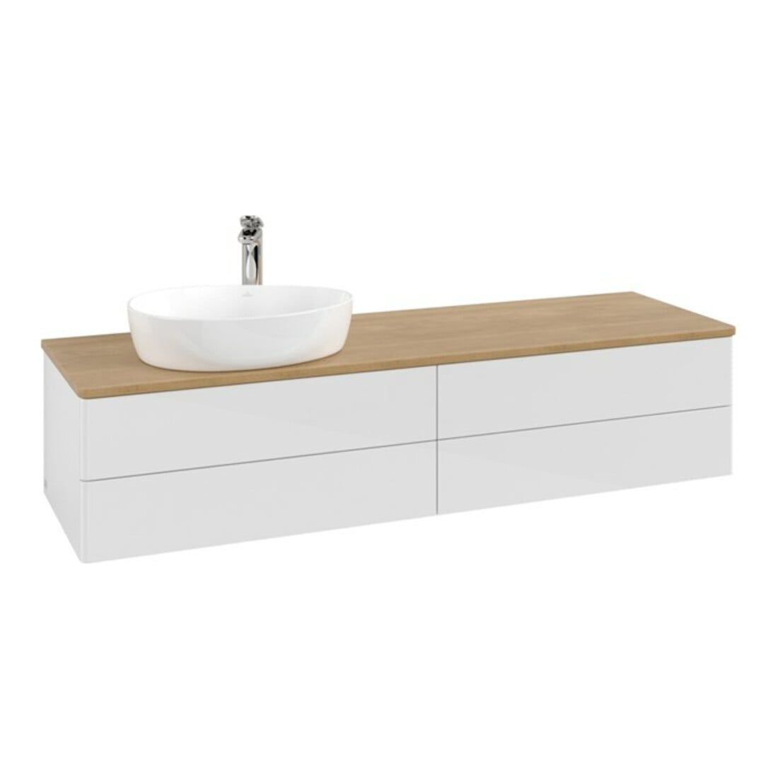 V&B Meuble sous lavabo sans structure de façade - Éclairage Antao 160x50cm, HL, WBP hon. Oa, blanc brillant Lac