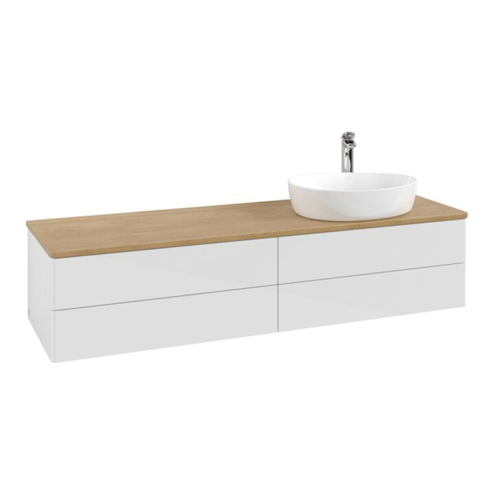 V&B Meuble sous lavabo sans structure de façade - Éclairage Antao 160x50cm, HL, WBP hon. Oa, blanc brillant Lac