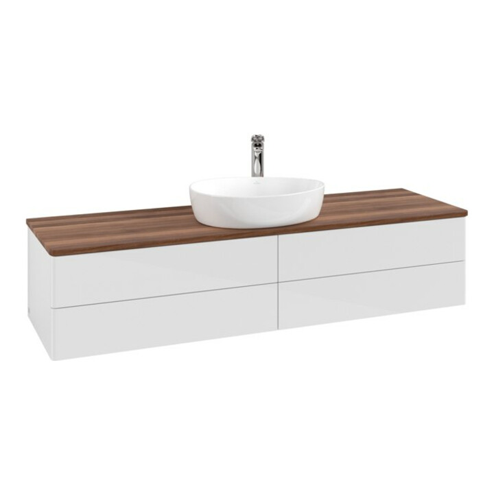 V&B Meuble sous lavabo sans structure de façade - Éclairage Antao 160x50cm, HL, WBP w. wal, blanc brillant Lac