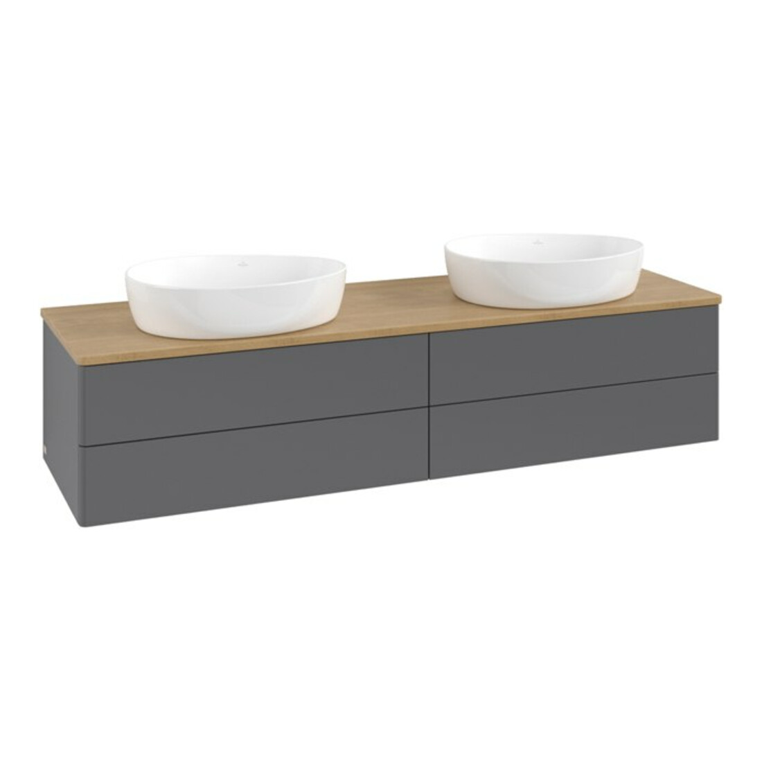 V&B Meuble sous lavabo sans structure de façade, éclairage Antao 160x50cm, WBP chêne hon. Oa, anthracite mat Lac