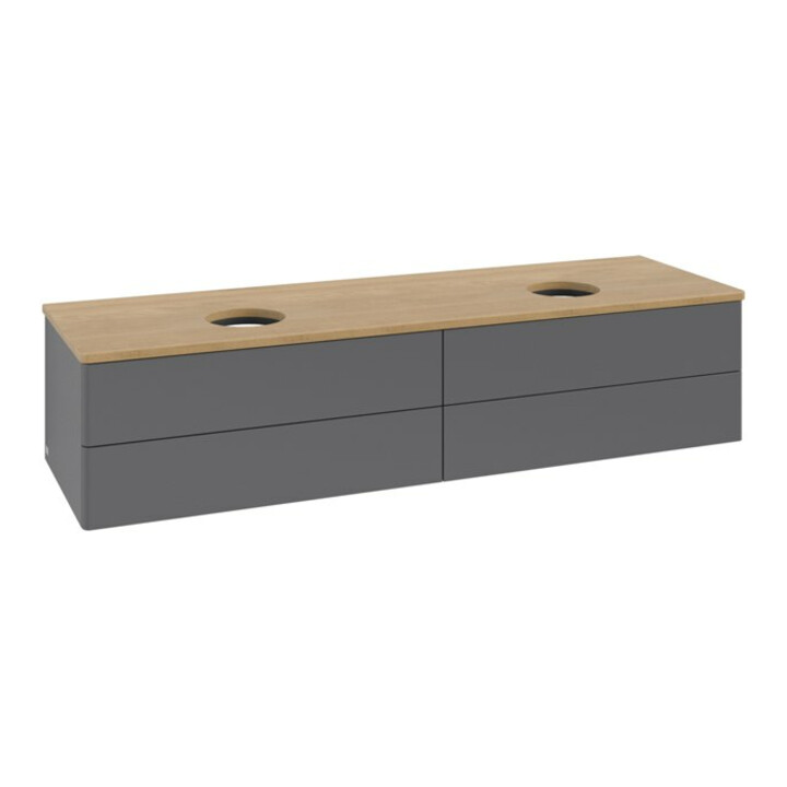 V&B Meuble sous lavabo sans structure de façade, éclairage Antao 160x50cm, WBP chêne hon. Oa, anthracite mat Lac