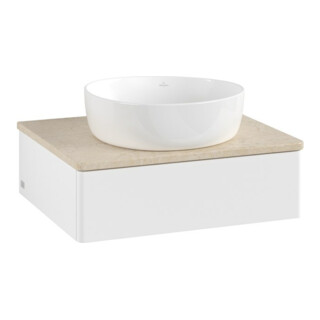 V&B Meuble sous lavabo sans structure de façade - Éclairage Antao 60x19x50cm, couleur WBP botti., blanc avec Lac