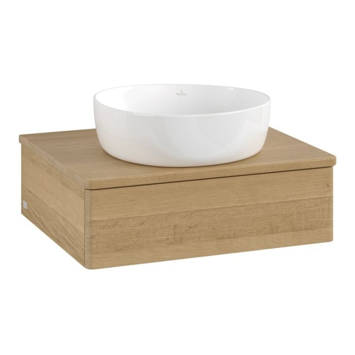 V&B Meuble sous lavabo sans structure de façade - Éclairage Antao 60x19x50cm, couleur WBP hon. Oa, chêne miel
