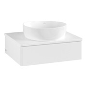 V&B Meuble sous lavabo sans structure de façade - Éclairage Antao 60x19x50cm, couleur WBP Lac, blanc laqué