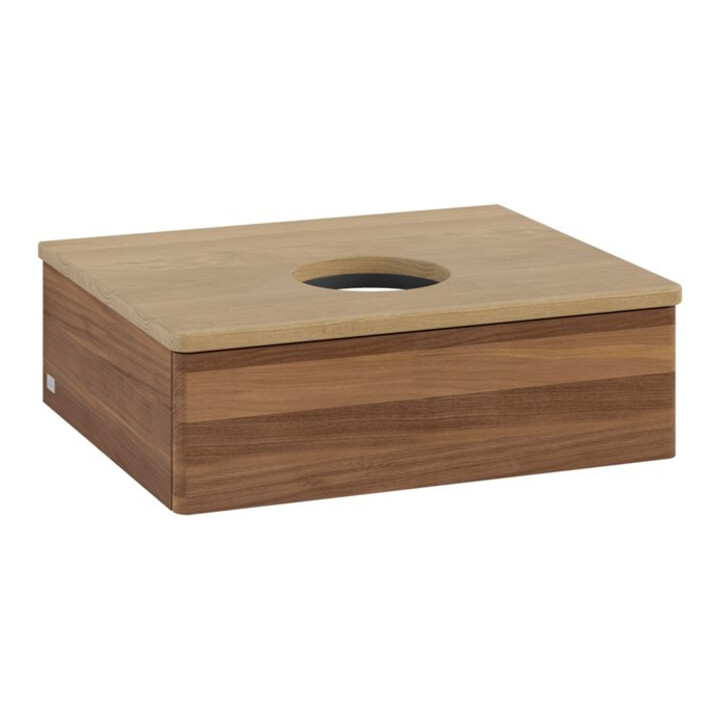 V&B Meuble sous lavabo sans structure de façade - Éclairage Antao 60x19x50cm, couleur WBP miel, noyer blanc