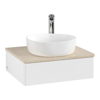 V&B Meuble sous lavabo sans structure de façade - Éclairage Antao 60x19x50cm, HL, WBP botti., blanc avec Lac