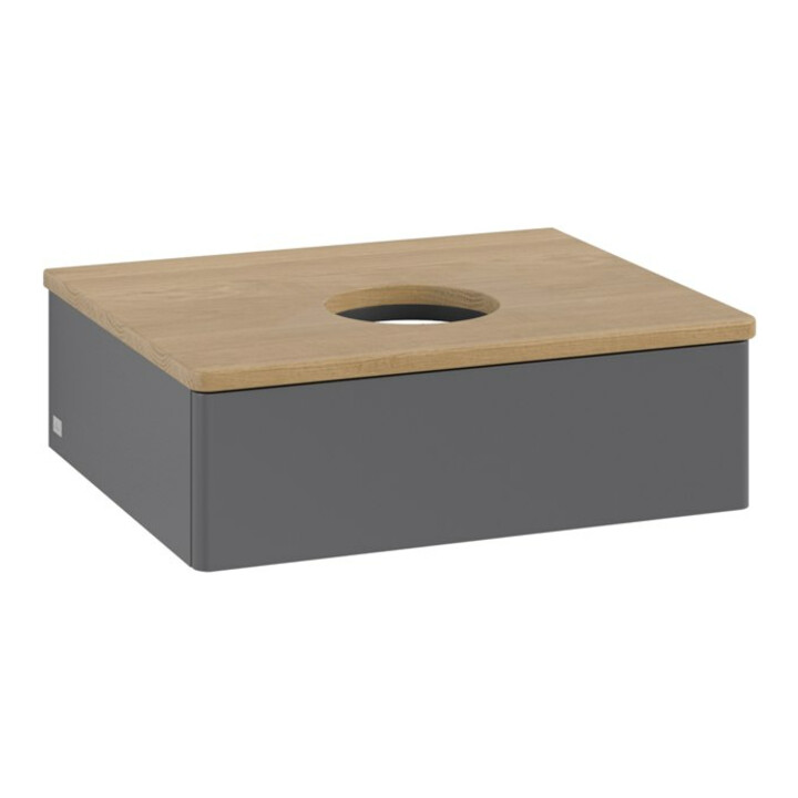 V&B Meuble sous-lavabo sans structure de façade - Éclairage Antao 60x19x50cm, WBP hon. Oa, Anthrac. m Lac