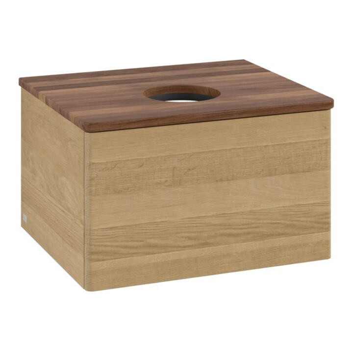 V&B Meuble sous lavabo sans structure de façade - Éclairage Antao 60x36x50cm, couleur WBP chêne miel